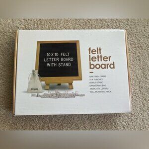 Flybold 10x10 Felt Letter Board w/ Stand & Letters Oak Frame Minimalist Decor
